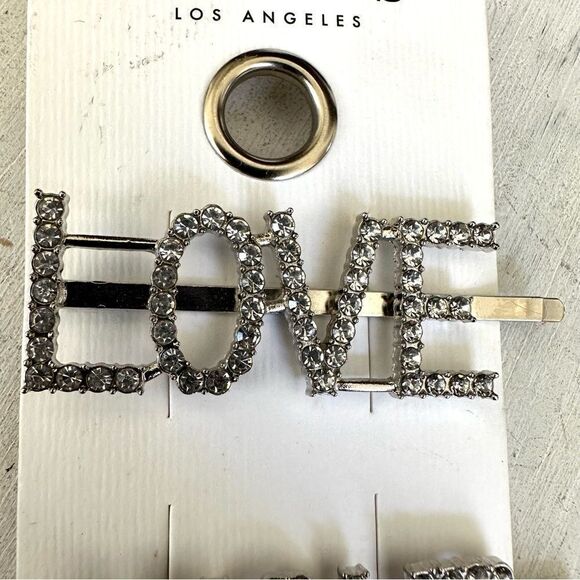 Guess silver tone two piece rhinestone Bobbi pin hair pin set - Picture 3 of 6